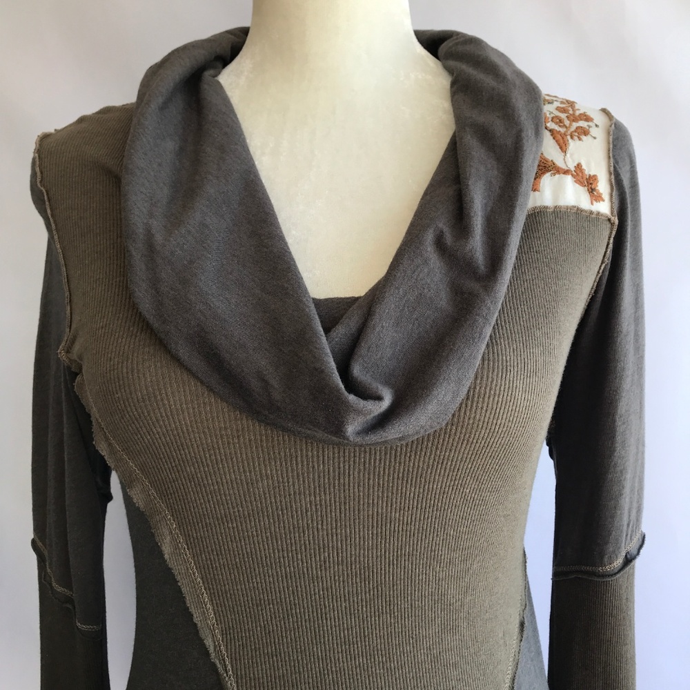 Tiny Anthropologie Top Floral Patchwork Green Med - Picture 4 of 8